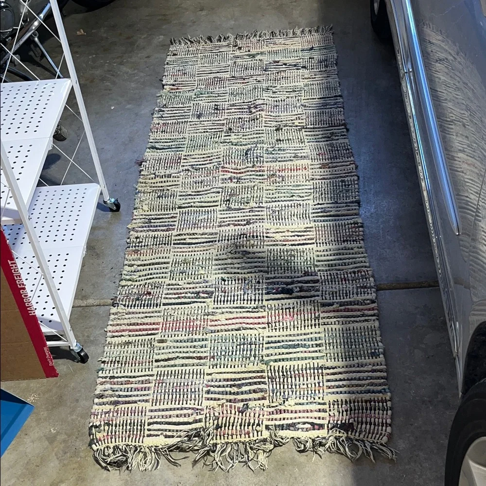 Handmade Vintage Rag Runner Rug